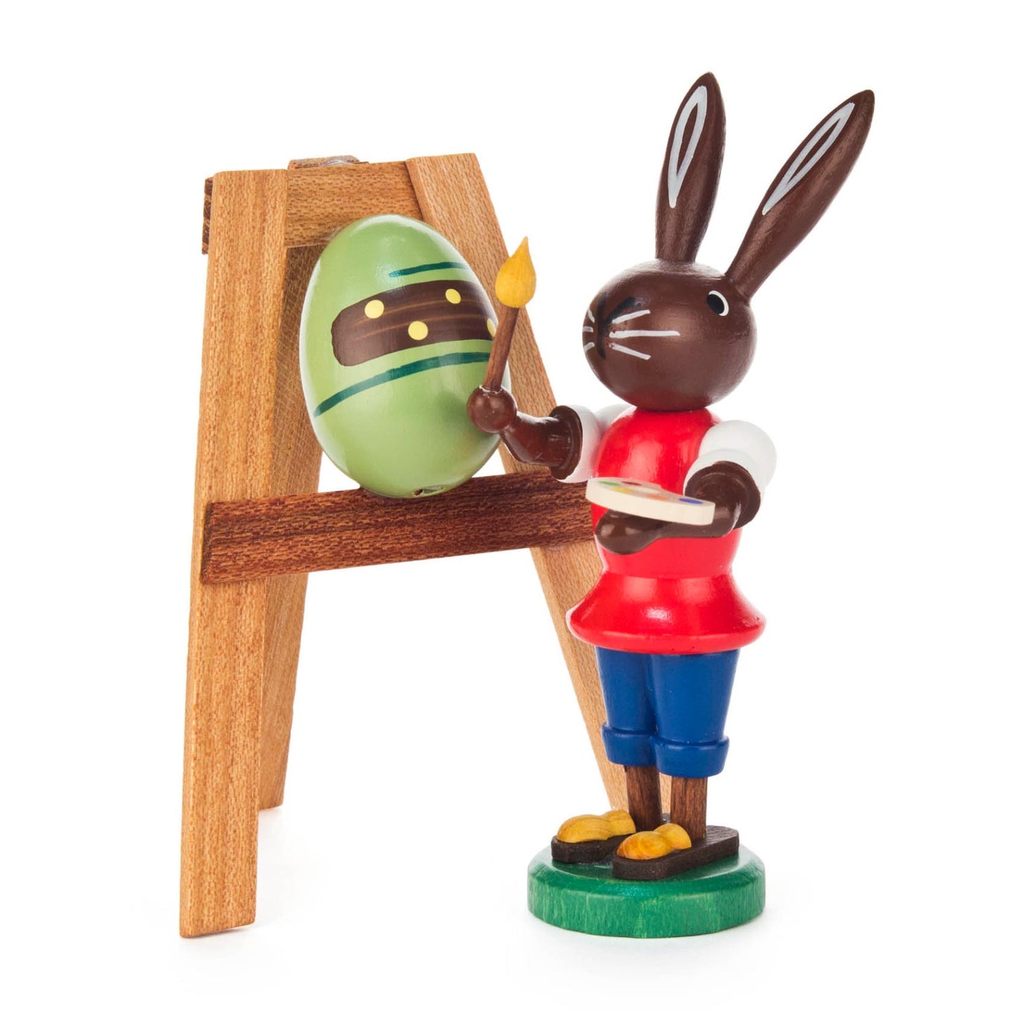 Pinnacle Peak Trading Bunny Rabbit Painting Easter Egg on Easel German Wood Figurine 3.75 inch