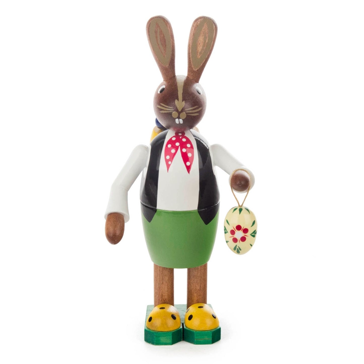 Pinnacle Peak Trading Bunny Rabbit Holding an Easter Egg German Wood Figurine 5.7 inch