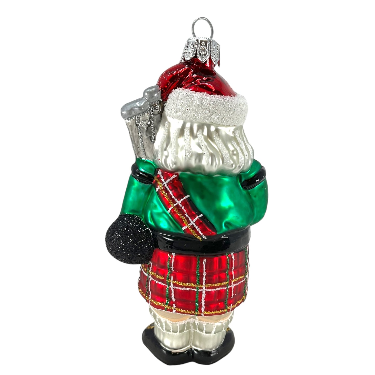 Pinnacle Peak Trading Scottish Santa Wearing Kilt with Bagpipes Polish Glass Christmas Ornament 5 inch