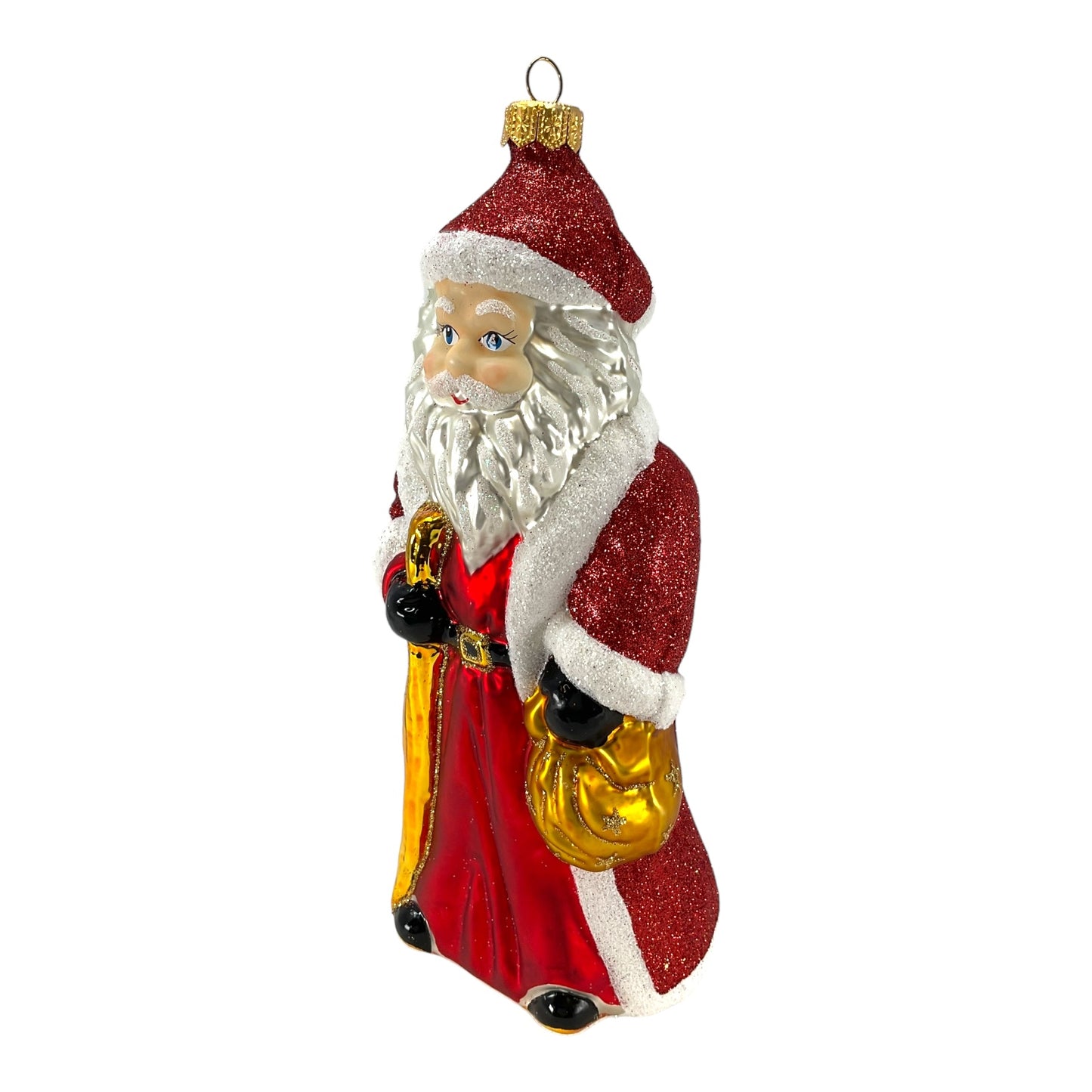 Pinnacle Peak Trading Santa Claus with Bag of Presents Large Polish Glass Christmas Ornament 8.5 inch