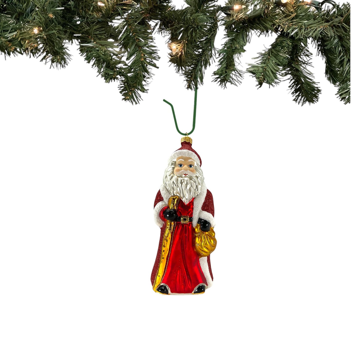 Pinnacle Peak Trading Santa Claus with Bag of Presents Large Polish Glass Christmas Ornament 8.5 inch