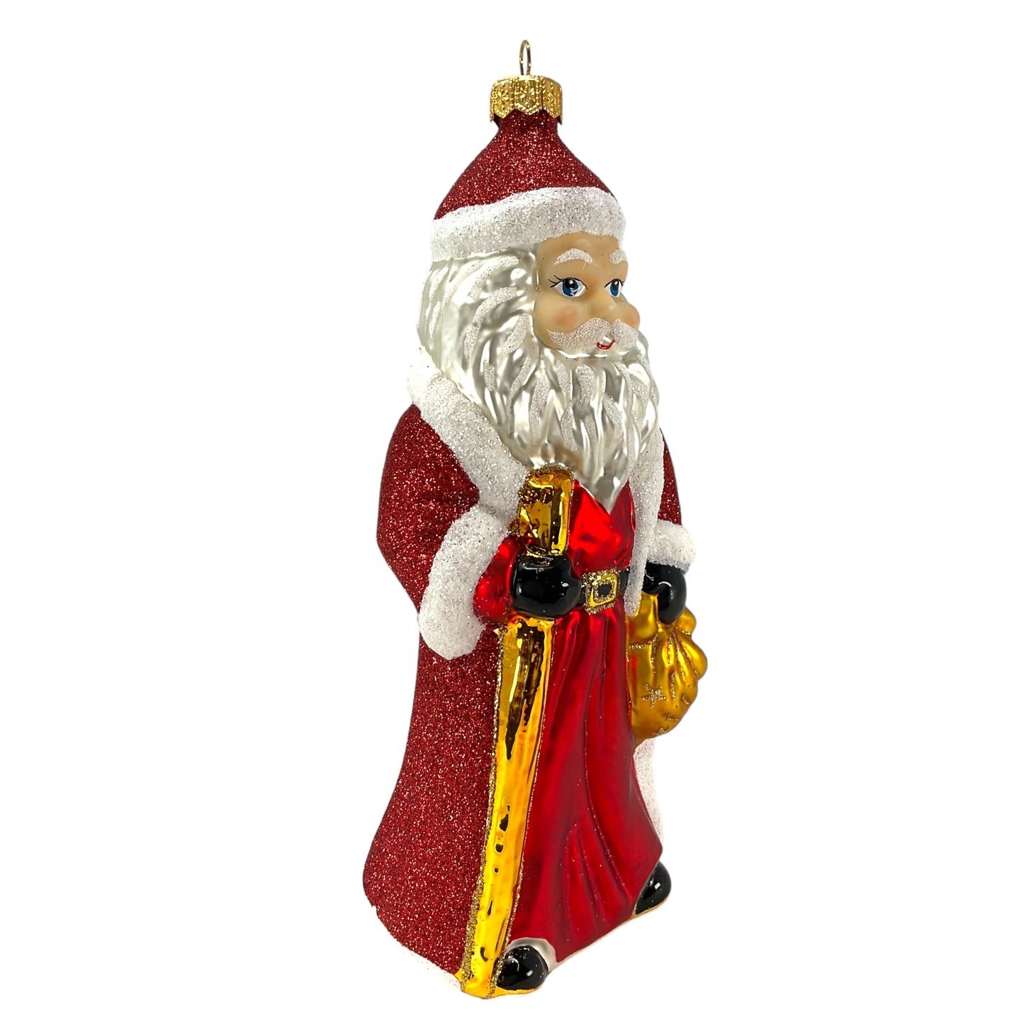 Pinnacle Peak Trading Santa Claus with Bag of Presents Large Polish Glass Christmas Ornament 8.5 inch
