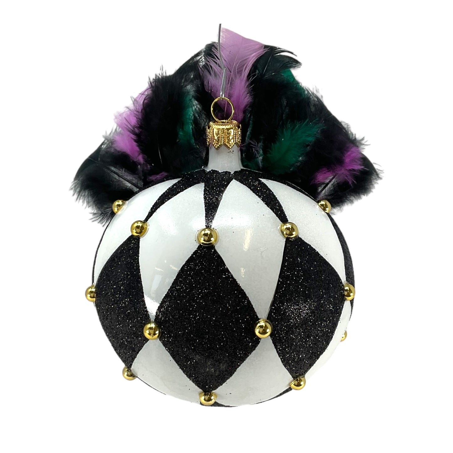 Pinnacle Peak Trading Venetian Mask with Colorful Feathers Polish Glass Christmas Ornament 5.5 inch
