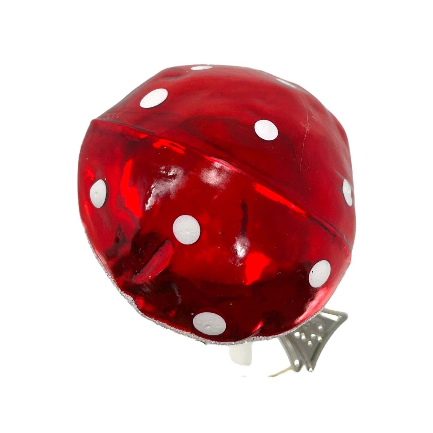 Pinnacle Peak Trading Red Toadstool Mushroom House Clip On Polish Glass Christmas Ornament 2 inch