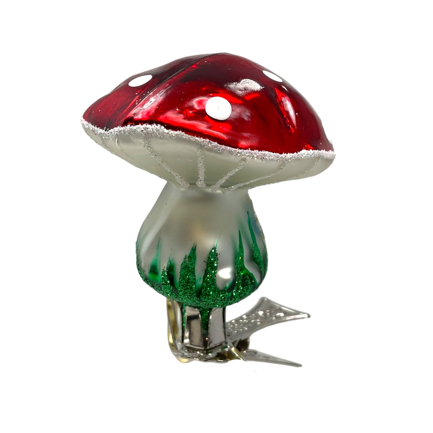 Pinnacle Peak Trading Red Toadstool Mushroom House Clip On Polish Glass Christmas Ornament 2 inch