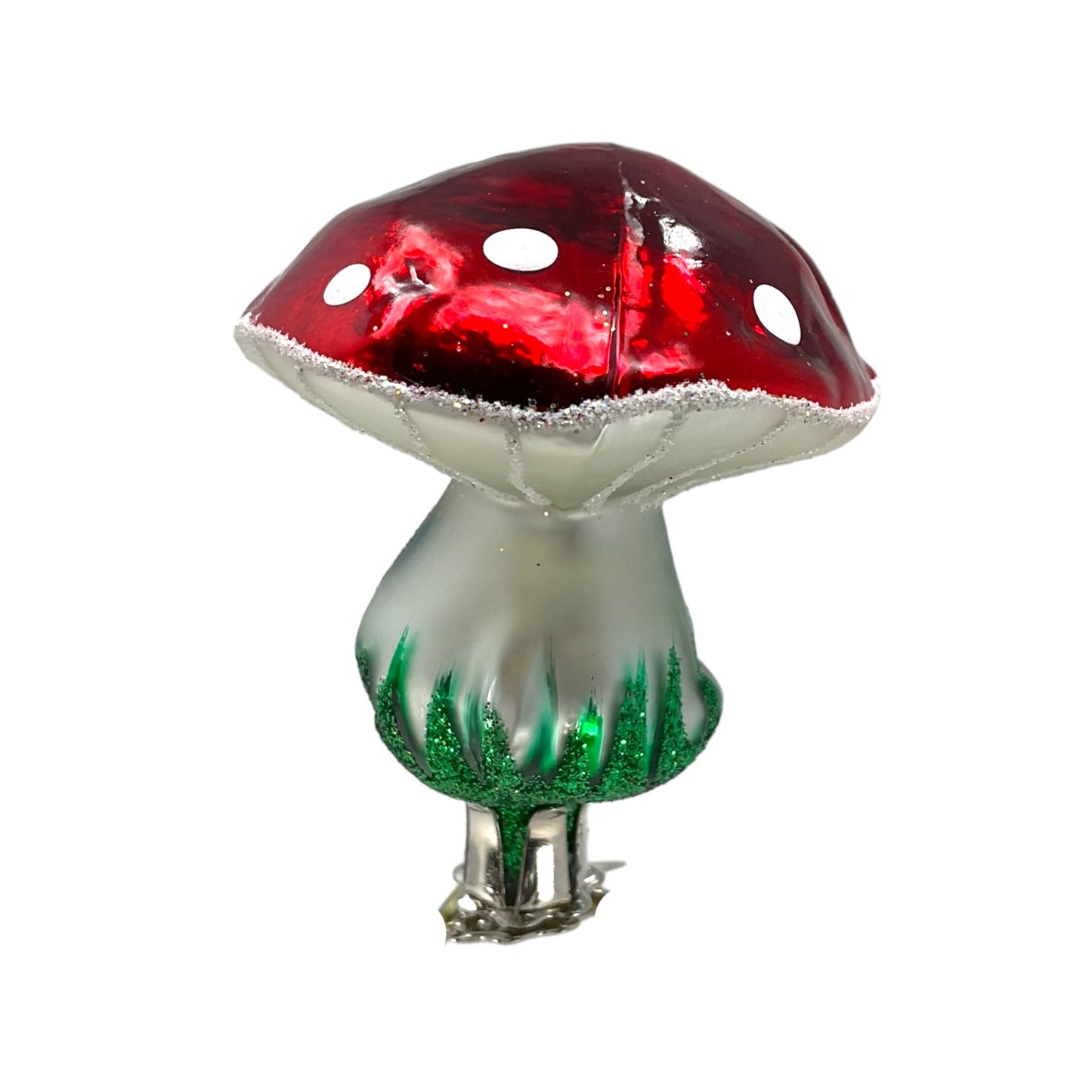 Pinnacle Peak Trading Red Toadstool Mushroom House Clip On Polish Glass Christmas Ornament 2 inch