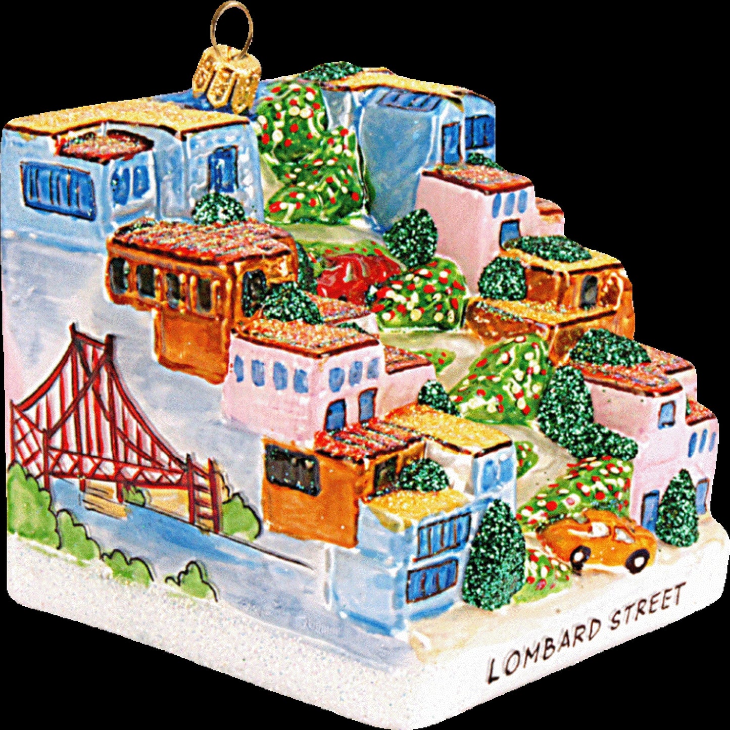 Lombard Street Polish Glass Christmas Tree Ornament Travel USA San Francisco