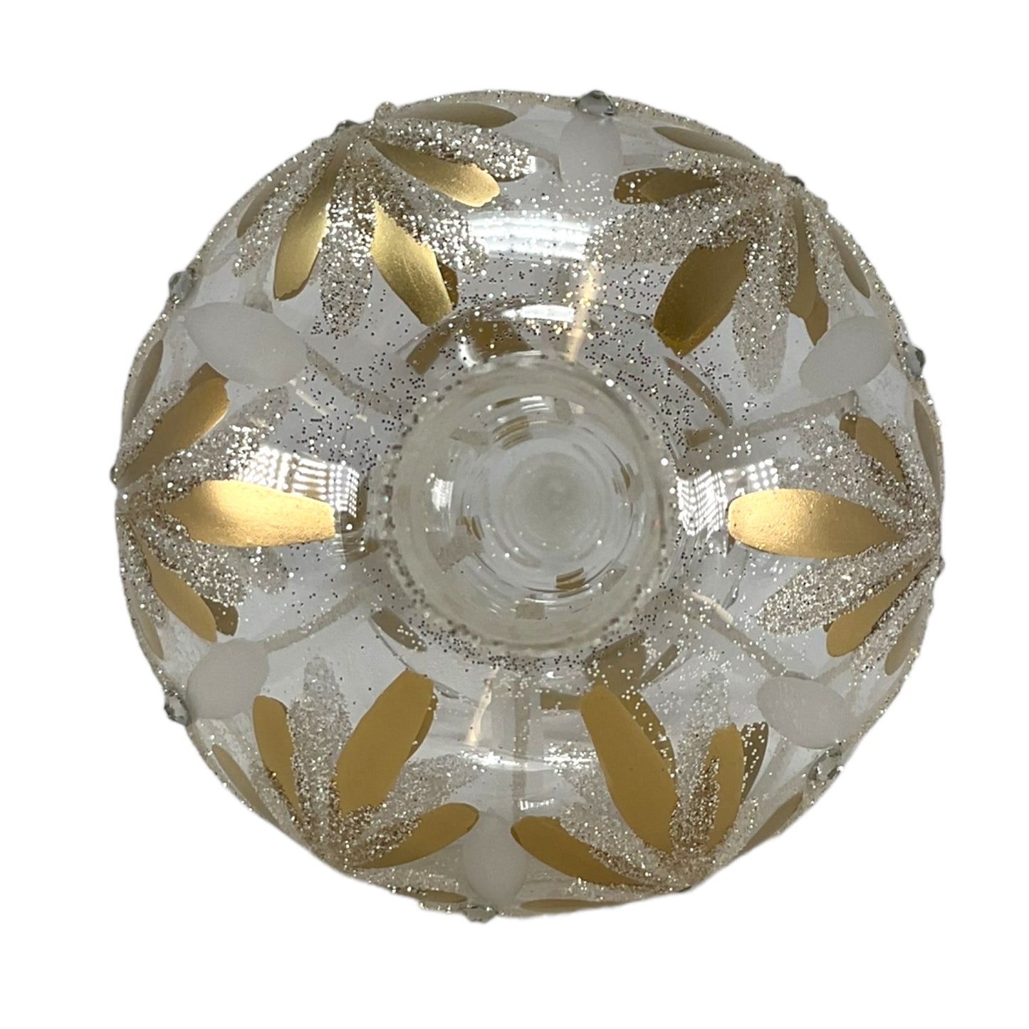Pinnacle Peak Trading Clear Gold and Silver Glitter Polish Glass Christmas Tree Topper 14.5 inch