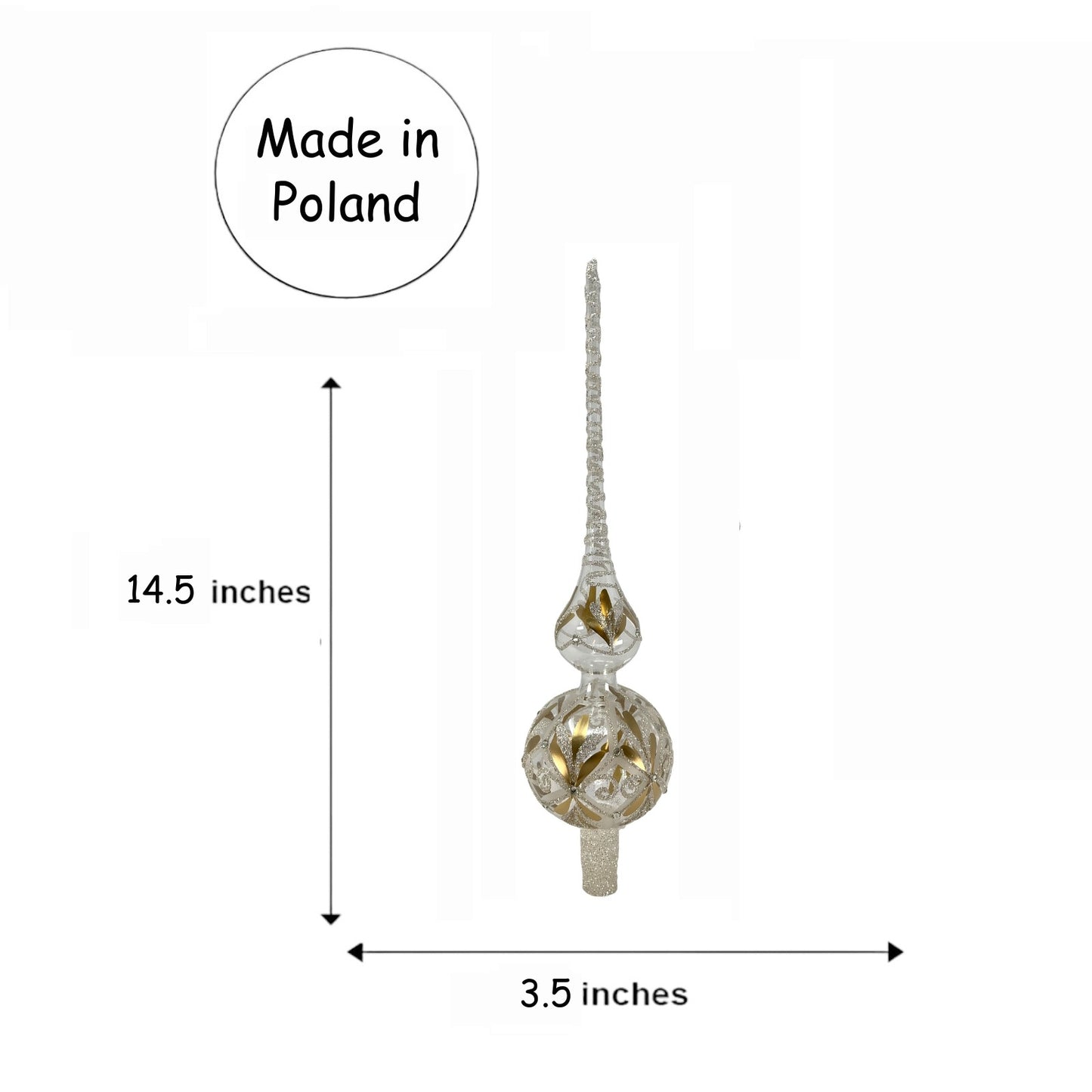 Pinnacle Peak Trading Clear Gold and Silver Glitter Polish Glass Christmas Tree Topper 14.5 inch