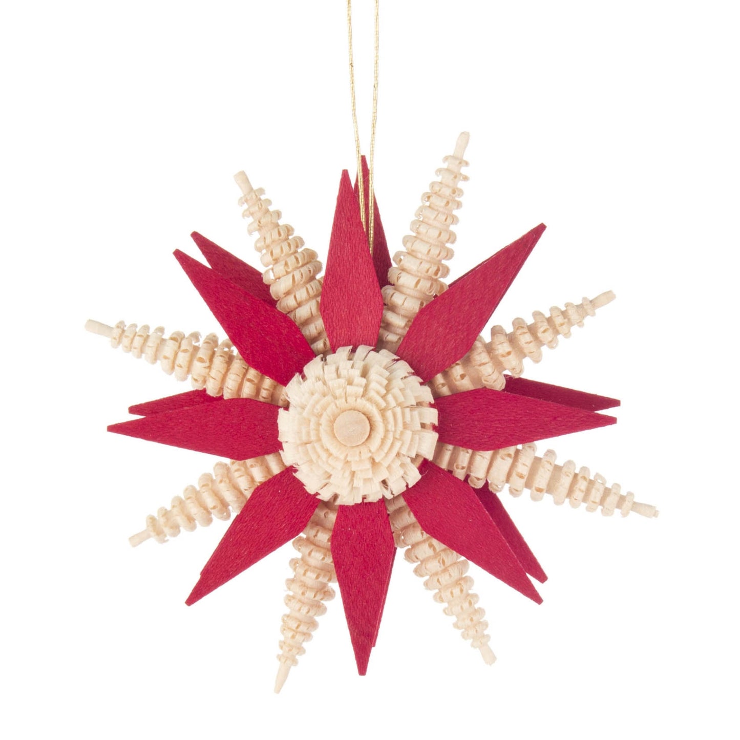 Pinnacle Peak Trading German Wood Red Star Ornament 2.7 Inch Made in Germany