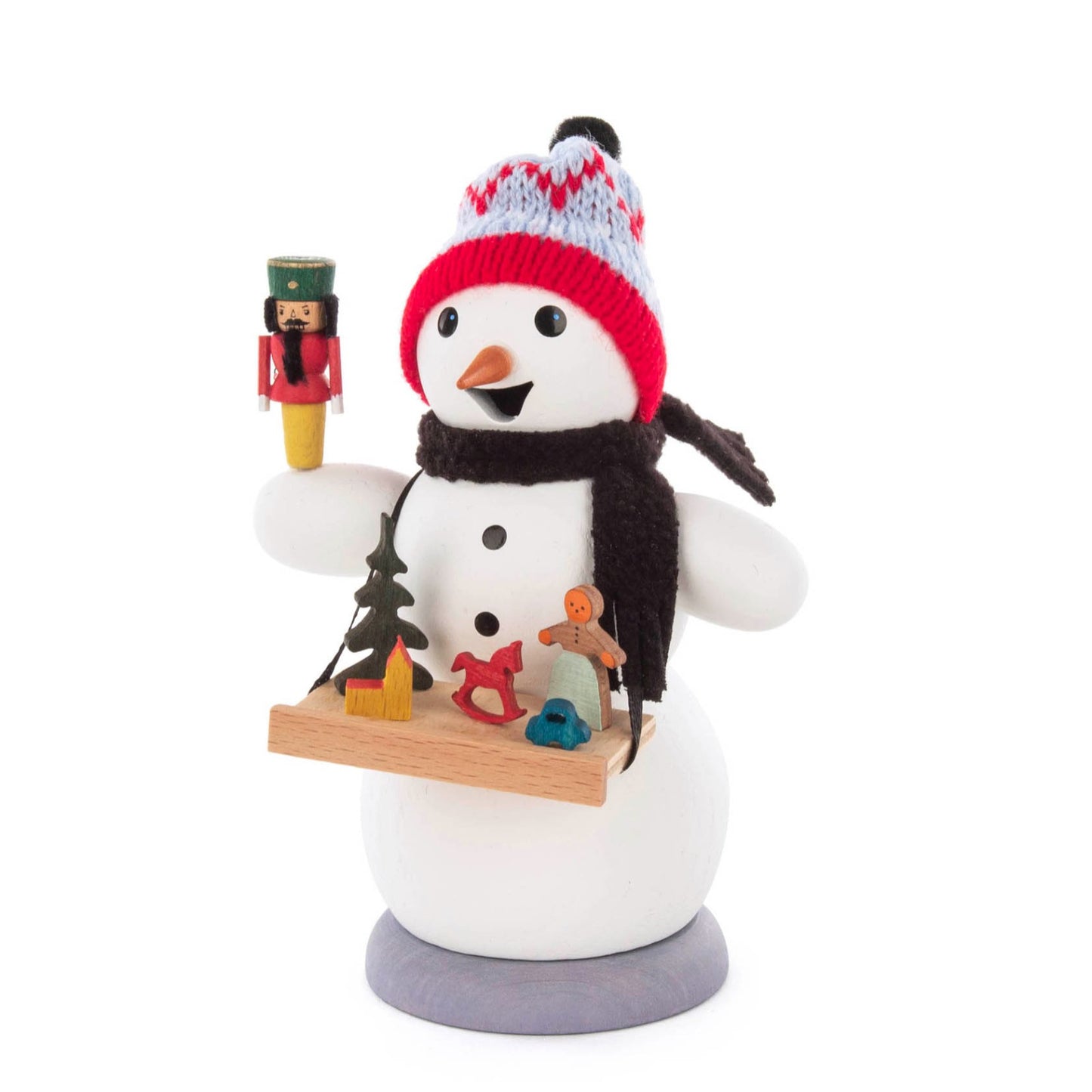 Pinnacle Peak Trading Christmas Market Seller Snowman German Wood Incense Smoker