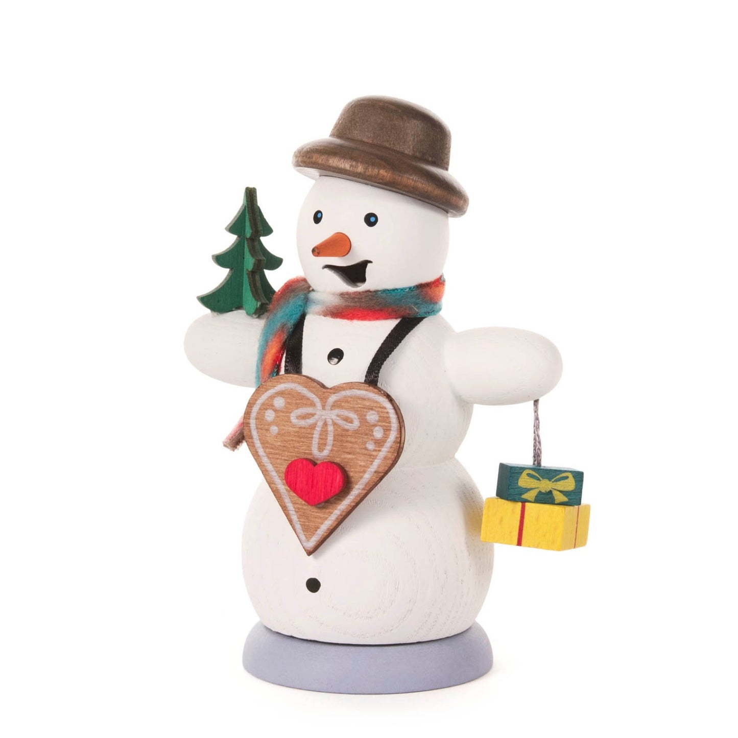 Pinnacle Peak Trading Snowman with Gingerbread Heart German Wood Christmas Incense Smoker