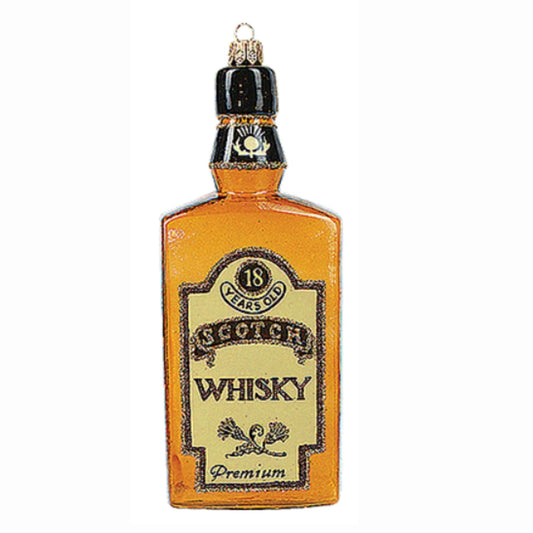 Pinnacle Peak Trading Bottle of Premium Scotch Whiskey Polish Glass Christmas Tree Ornament Decoration