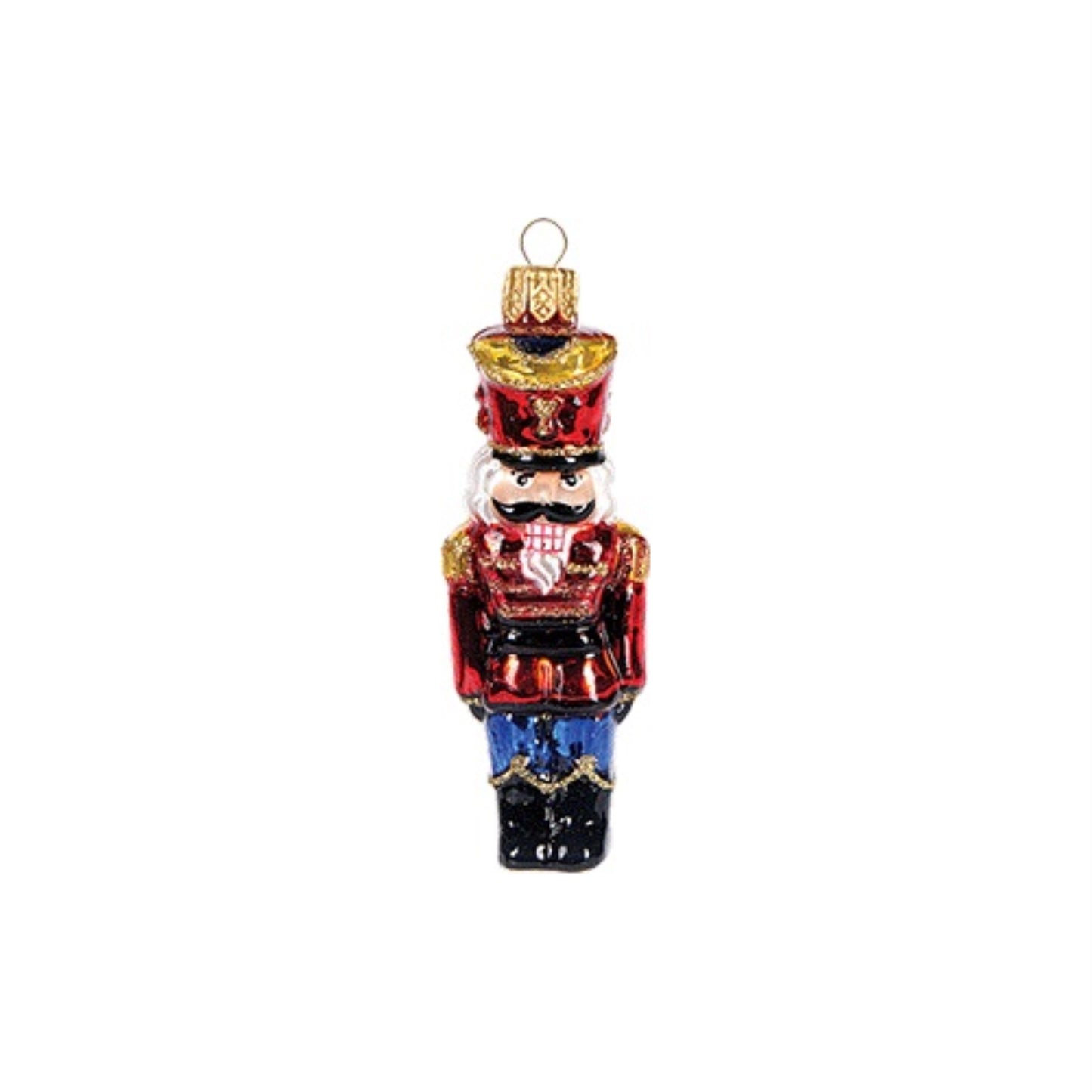 Pinnacle Peak Trading Red Miniature Nutcracker Polish Glass Christmas Tree Ornament Made in Poland