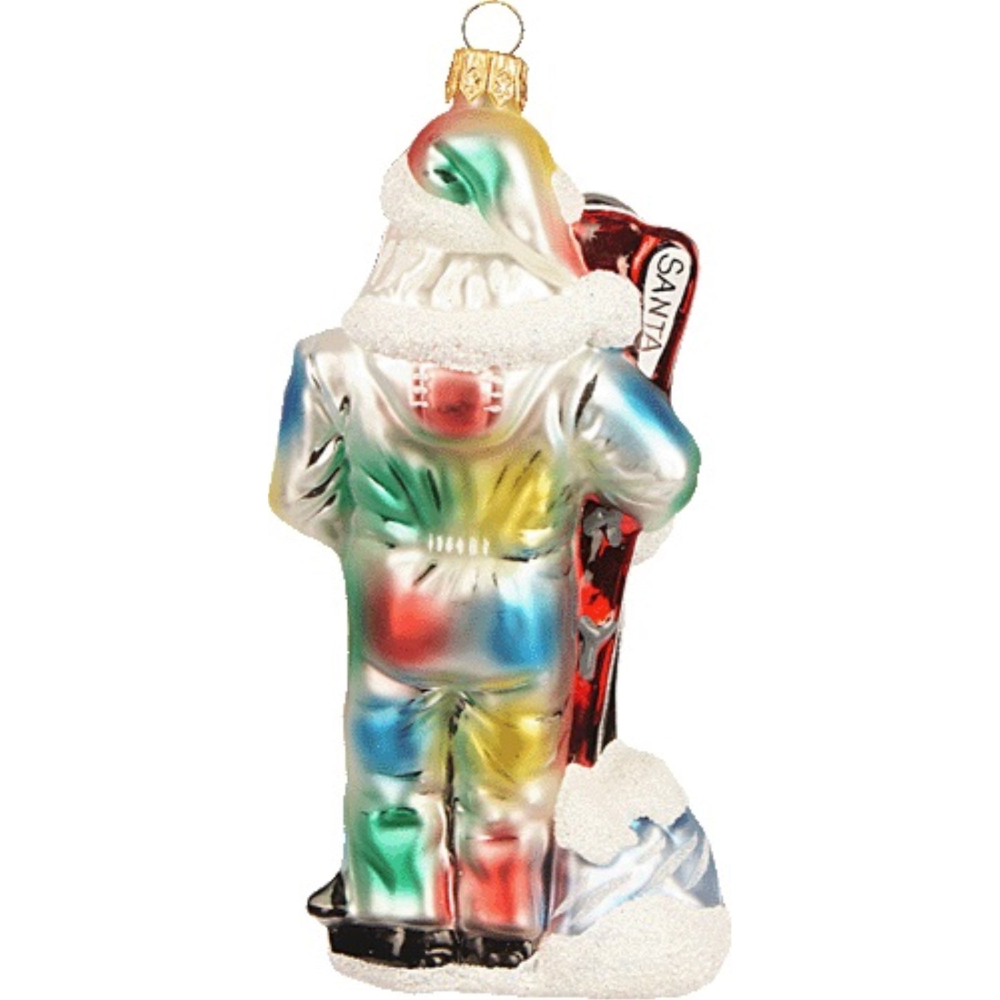 Skiing Santa Claus Polish Mouth Blown Glass Christmas Ornament Skier Decoration