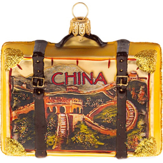 China Travel Suitcase Glass Christmas Ornament Great Wall ONE Decoration