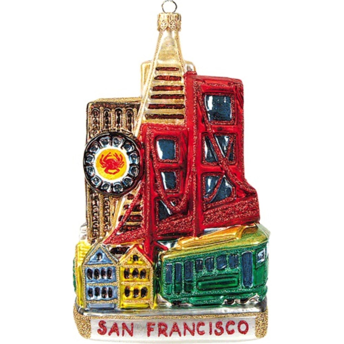 San Francisco California Skyline Landscape Polish Glass Christmas Ornament