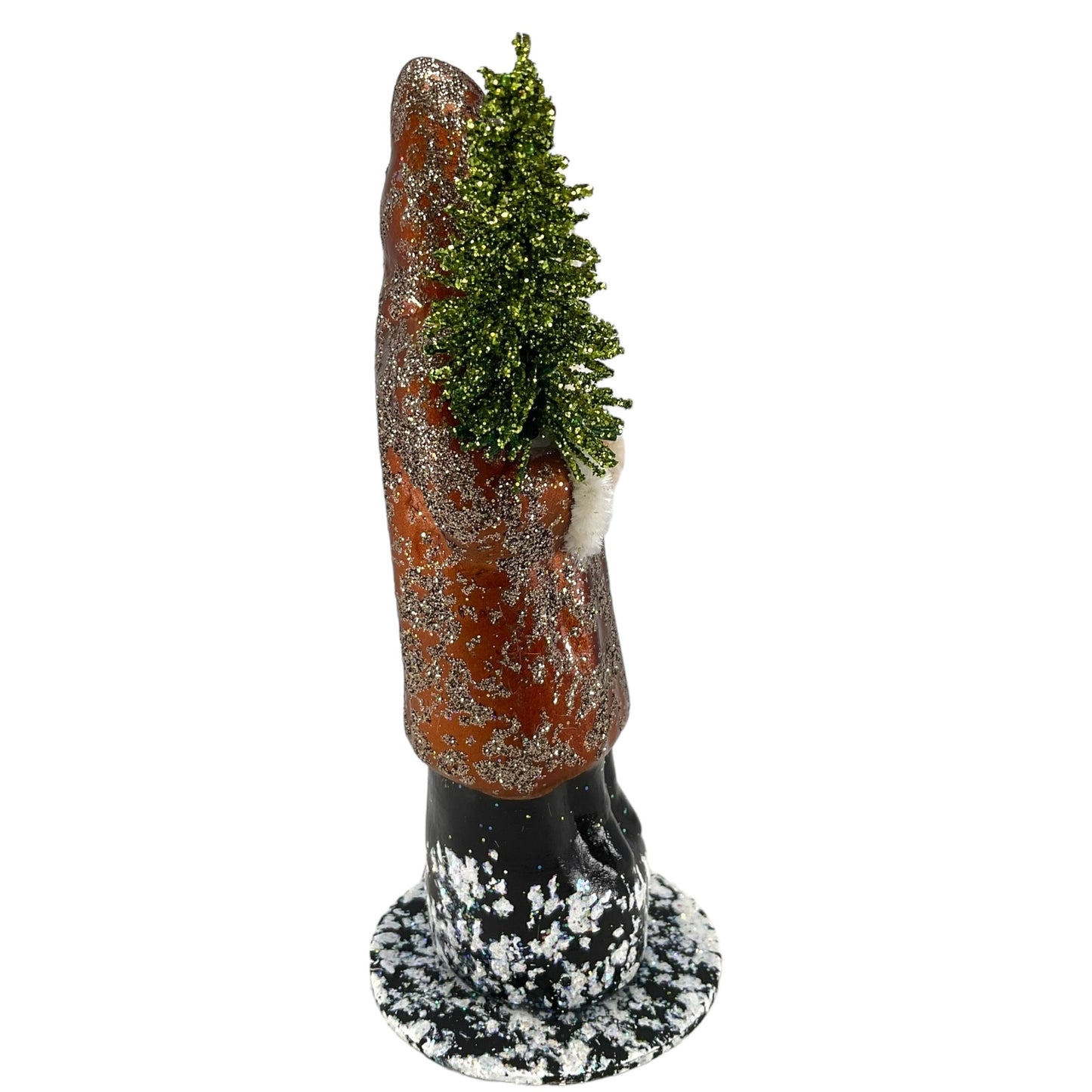Pinnacle Peak Trading Ino Schaller Brown Sponged Santa with Tree German Christmas Paper Mache