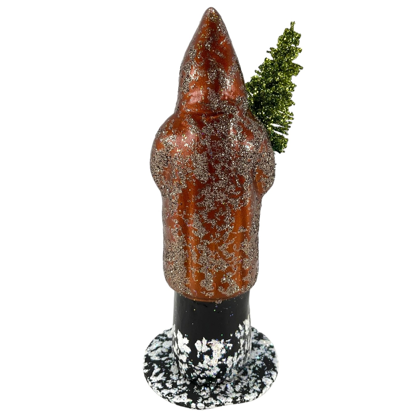 Pinnacle Peak Trading Ino Schaller Brown Sponged Santa with Tree German Christmas Paper Mache