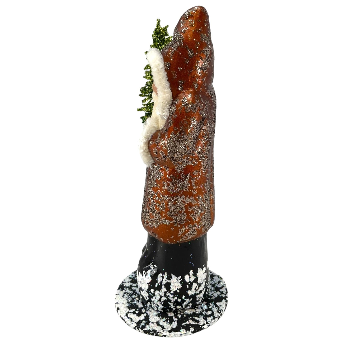 Pinnacle Peak Trading Ino Schaller Brown Sponged Santa with Tree German Christmas Paper Mache