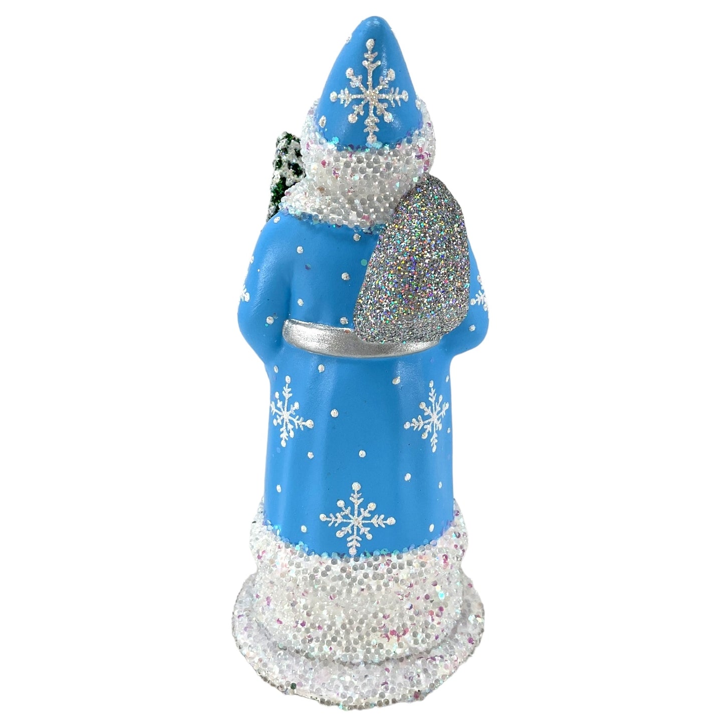 Pinnacle Peak Trading Ino Schaller Baby Blue Snowflake Santa German Paper Mache Candy Container