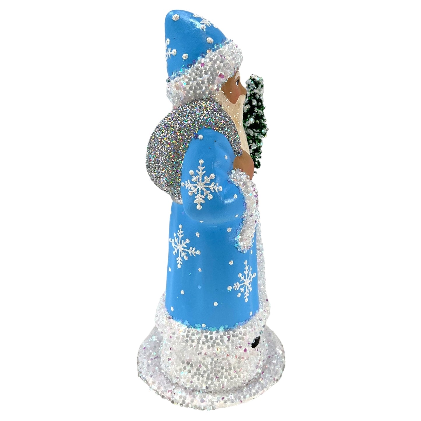 Pinnacle Peak Trading Ino Schaller Baby Blue Snowflake Santa German Paper Mache Candy Container