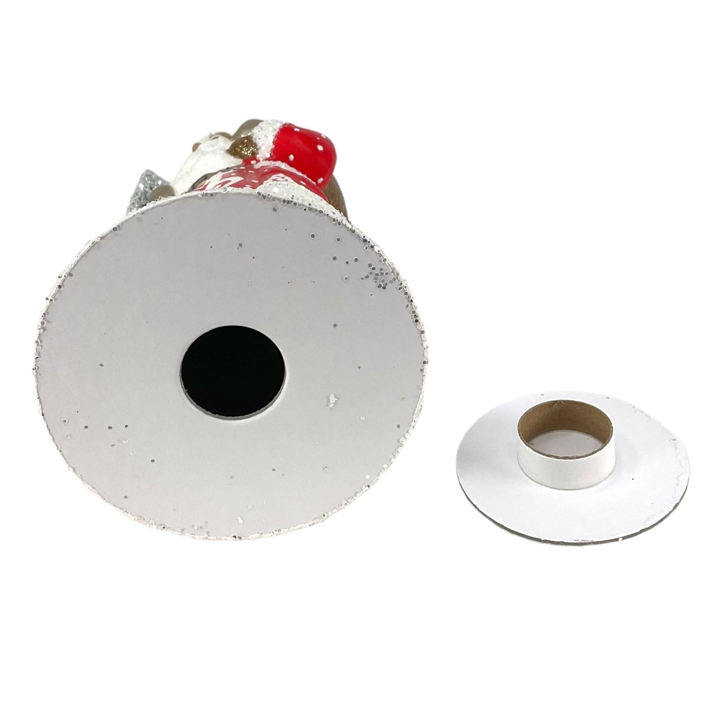 Pinnacle Peak Trading Ino Schaller Light Red Santa with Reindeer Decor German Paper Mache Candy Container