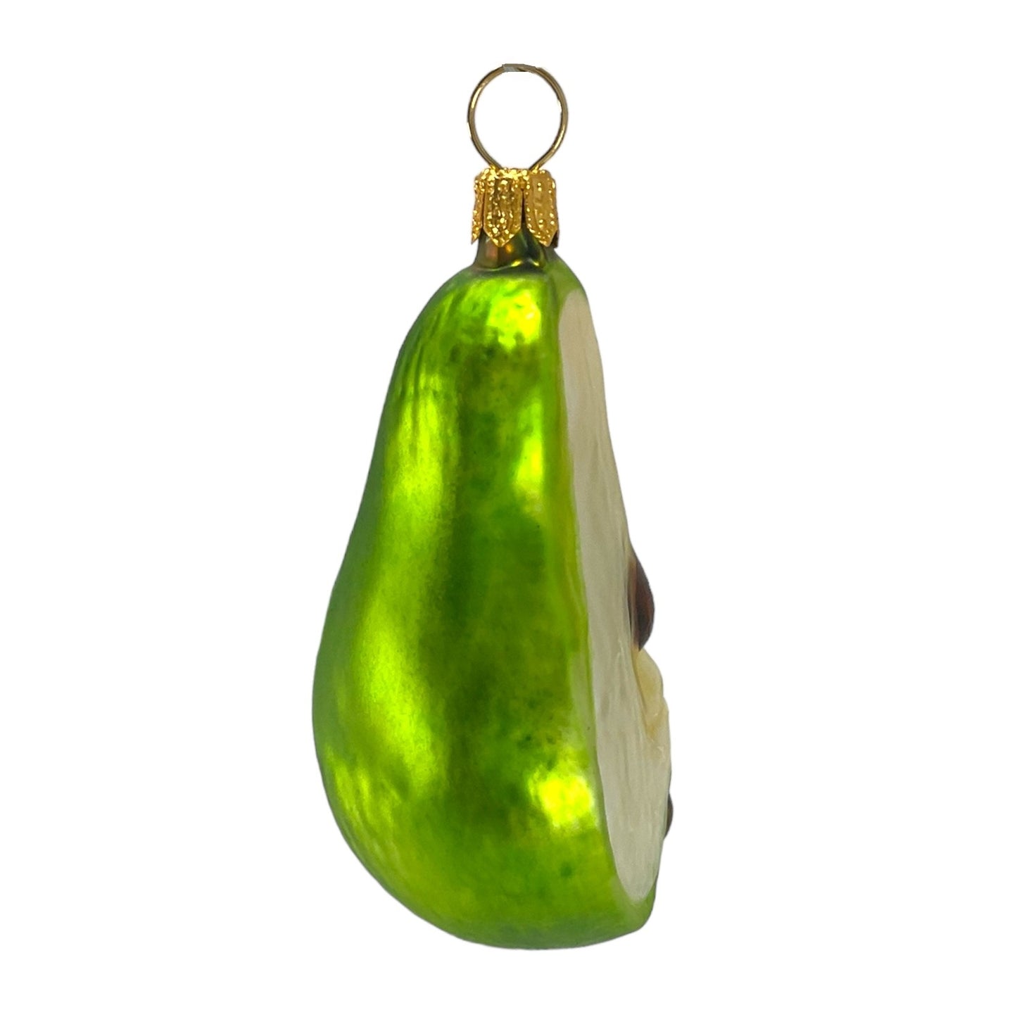 Pinnacle Peak Trading Green Pear Slice Polish Glass Christmas Tree Ornament 3 inch Set of 2