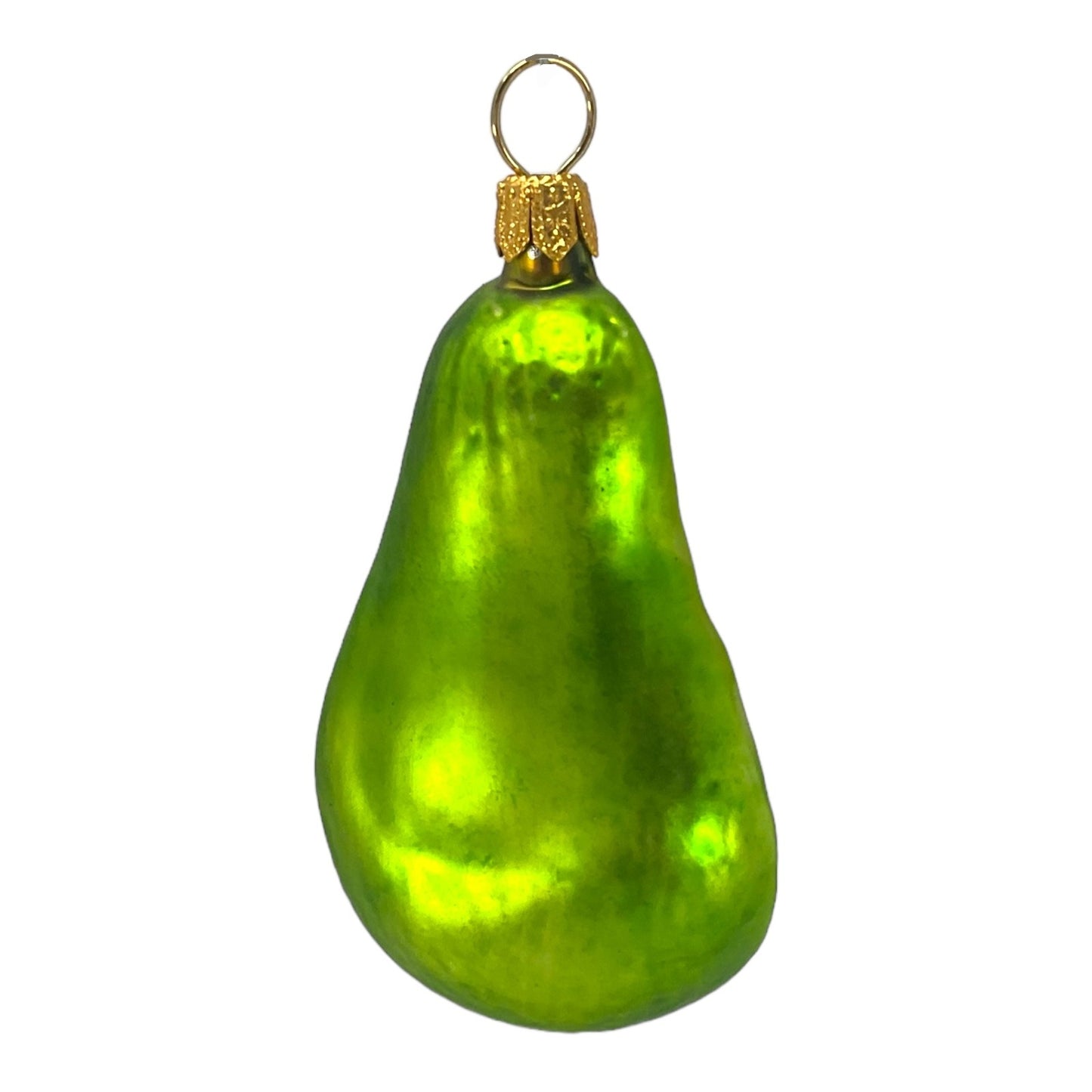 Pinnacle Peak Trading Green Pear Slice Polish Glass Christmas Tree Ornament 3 inch Set of 2