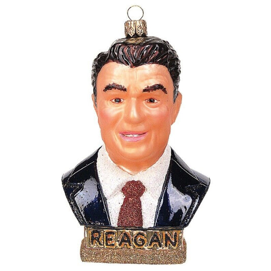 President Reagan Bust Polish Glass Christmas Ornament Republican GOP Decoration
