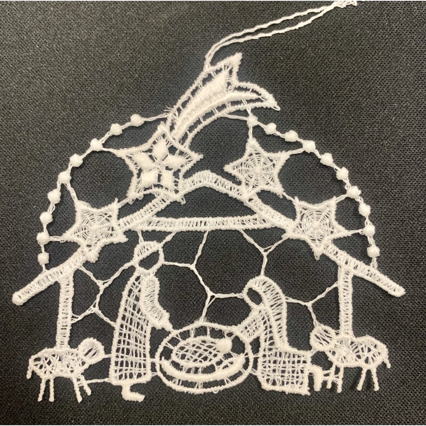 White Lace Nativity Scene Hanging Ornament Set of 6