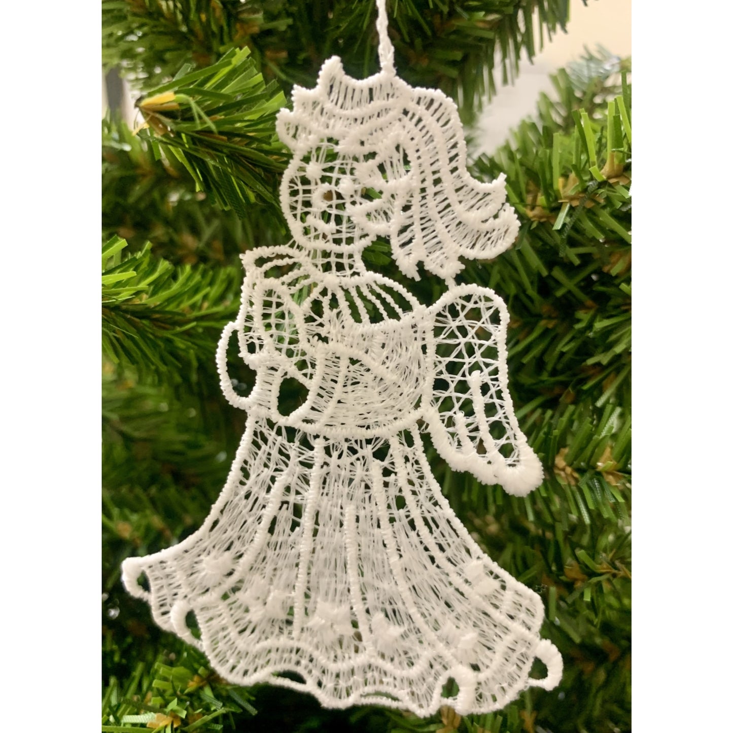 White Lace Praying Angel Ornament Set of 6
