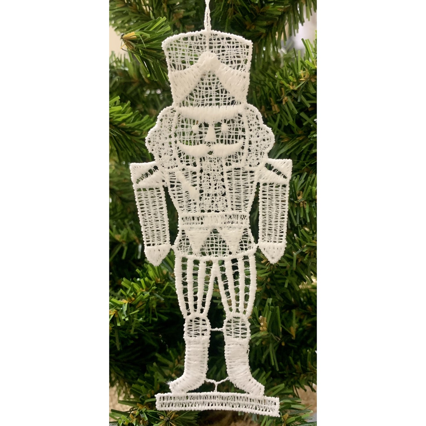 White Lace Nutcracker Hanging Ornament Set of 6