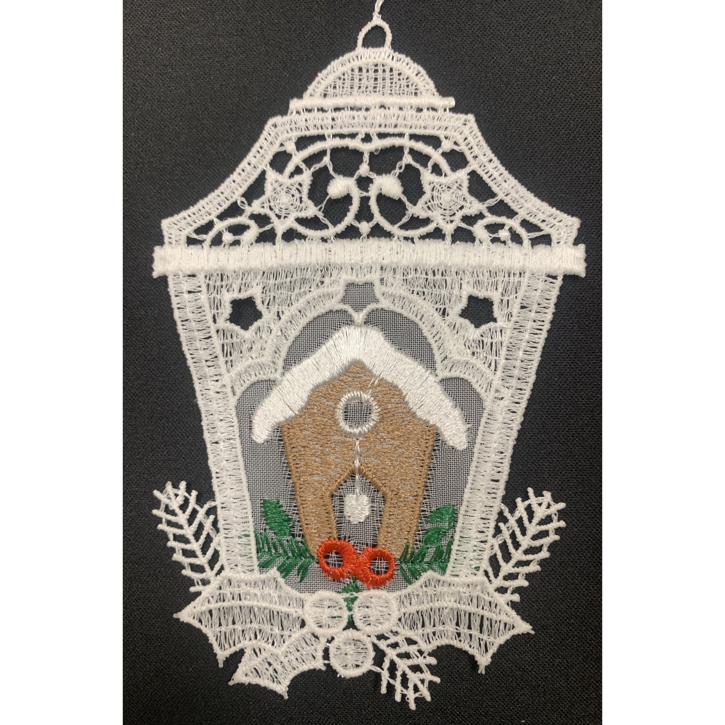 Lantern with Gingerbread House German Lace Christmas Ornament Set of 6