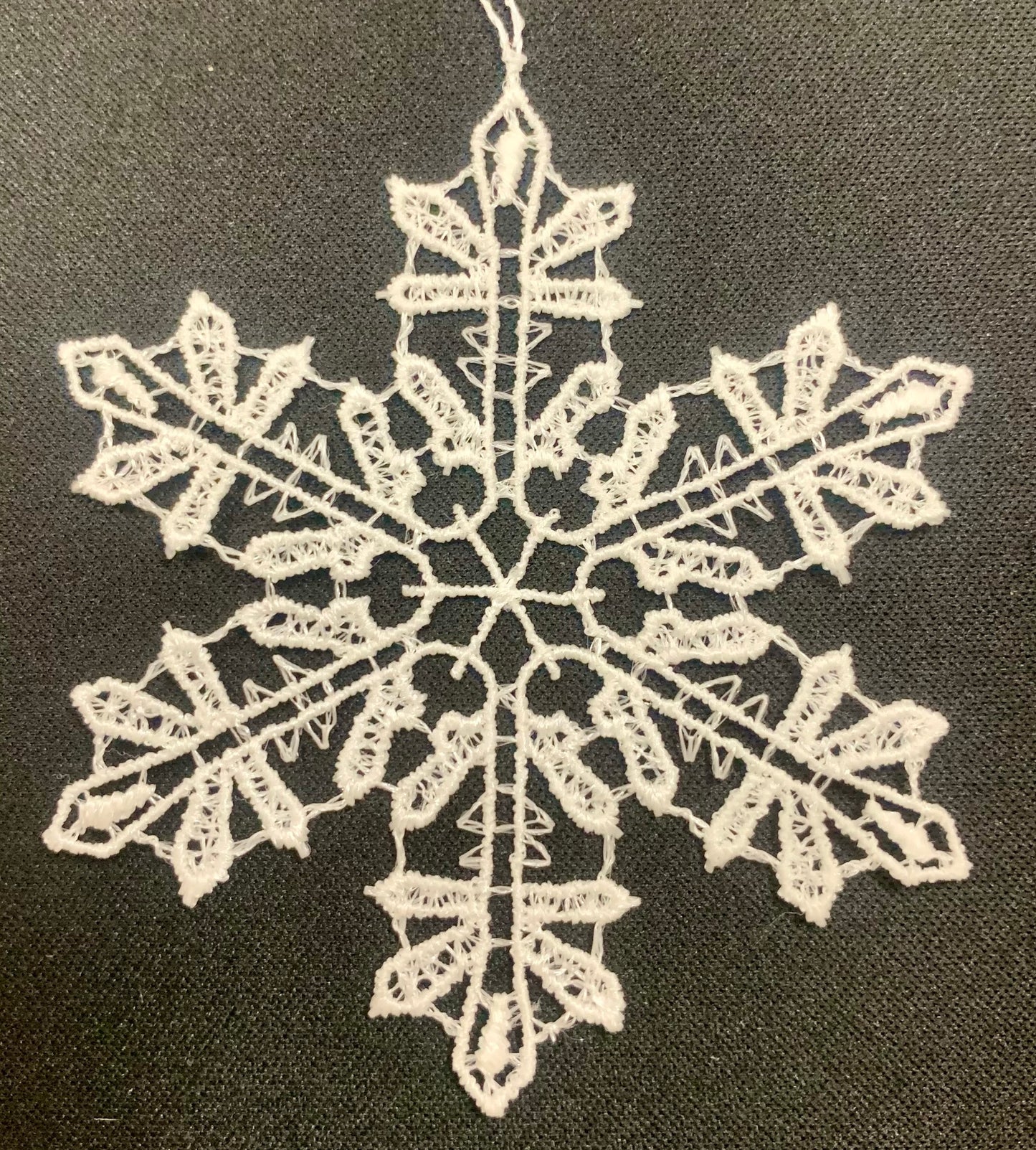 White Snowflake Snowstars Christmas Tree German Lace Ornament Hangers Set of 6
