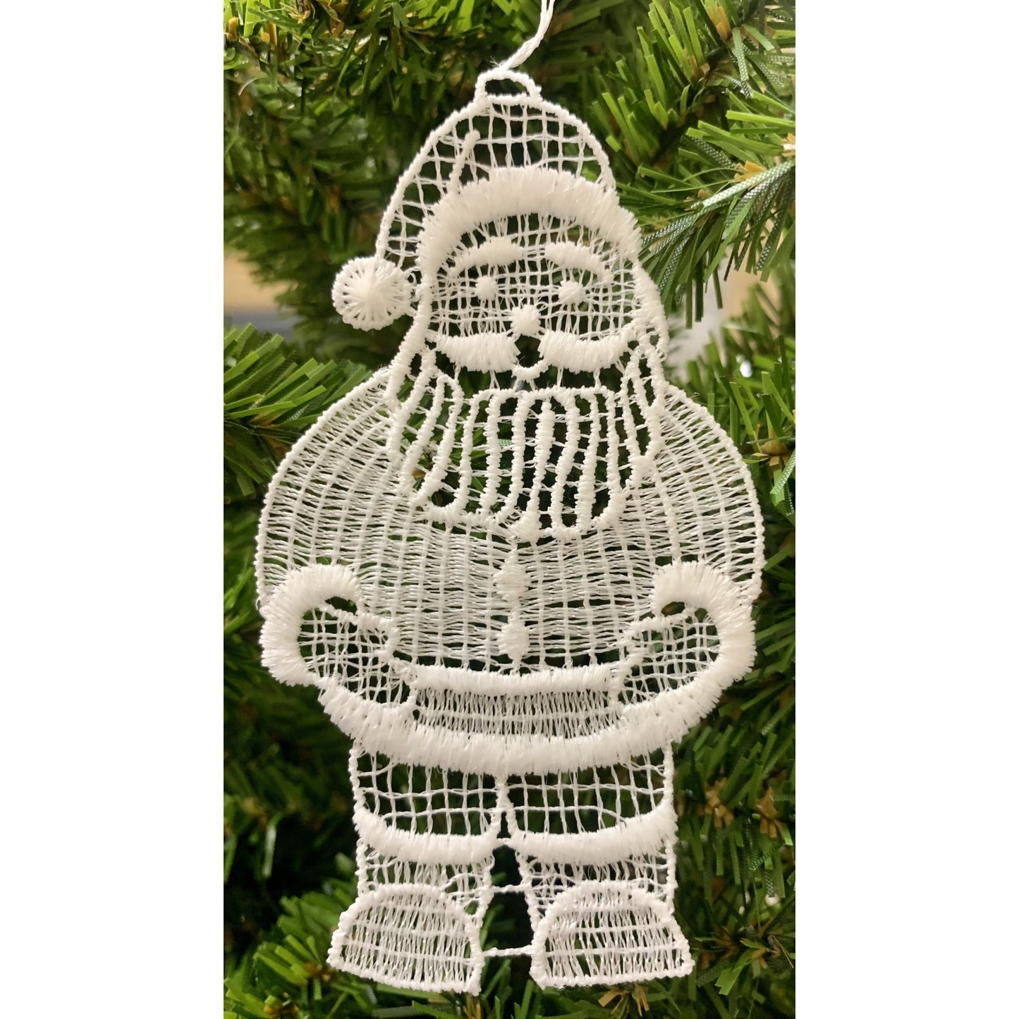 White Lace Santa Claus Hanging Ornament Set of 6