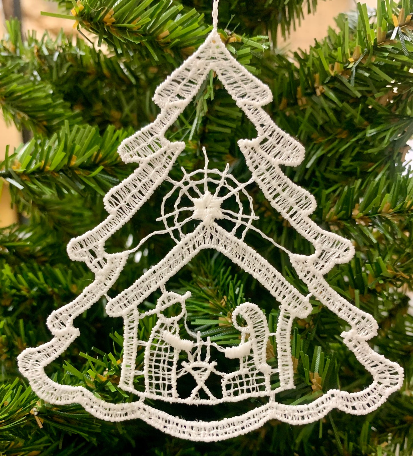 Holy Family Nativity Christmas Tree German Lace Ornaments Set of 6 Decorations