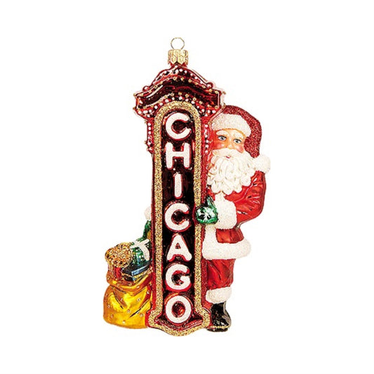 Santa Claus in Chicago Polish Blown Glass Christmas Ornament Decoration
