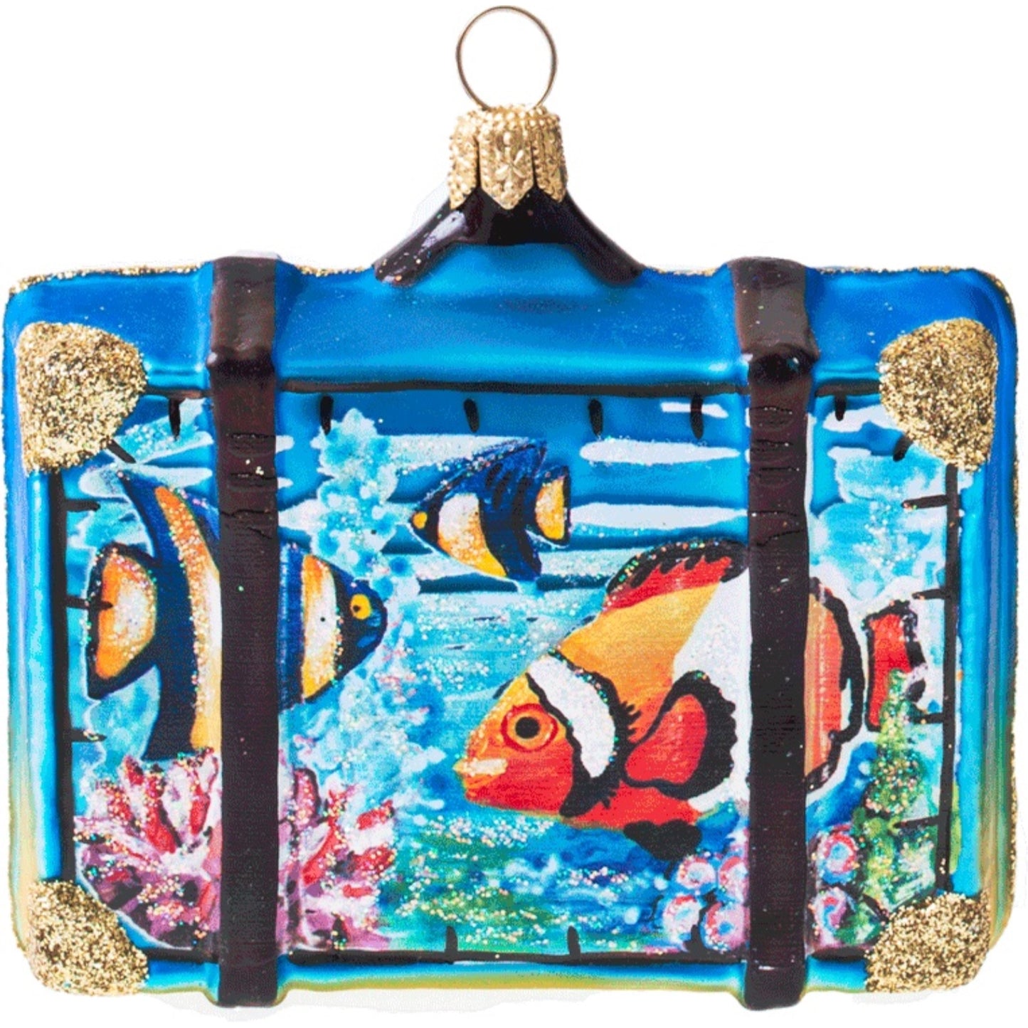 Caribbean Travel Suitcase Polish Glass Christmas Ornament ONE Tree Decoration