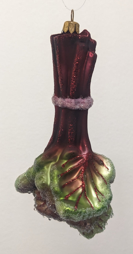 Pinnacle Peak Trading Rhubard with Leaf Food Polish Glass Ornament