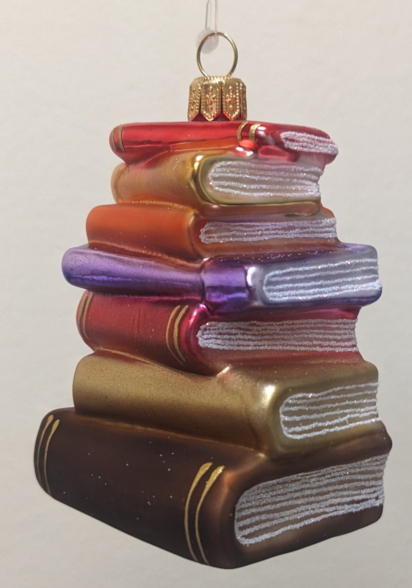 Pinnacle Peak Trading Stack of Books Polish Glass Ornament