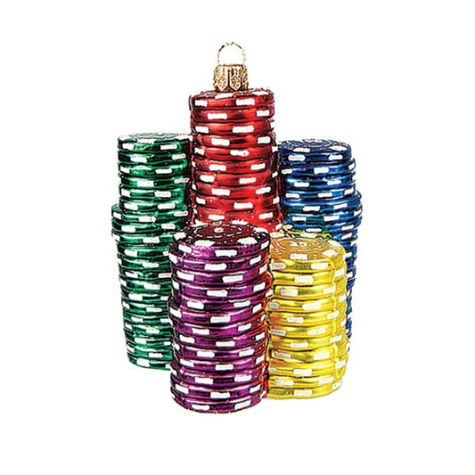 Poker Chips Polish Glass Christmas Ornament Las Vegas Gambling Decoration