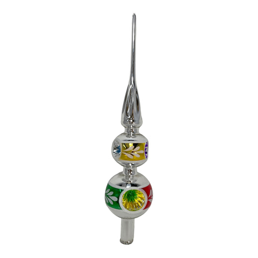 Pinnacle Peak Trading Silver Reflector German Glass Christmas Tree Topper