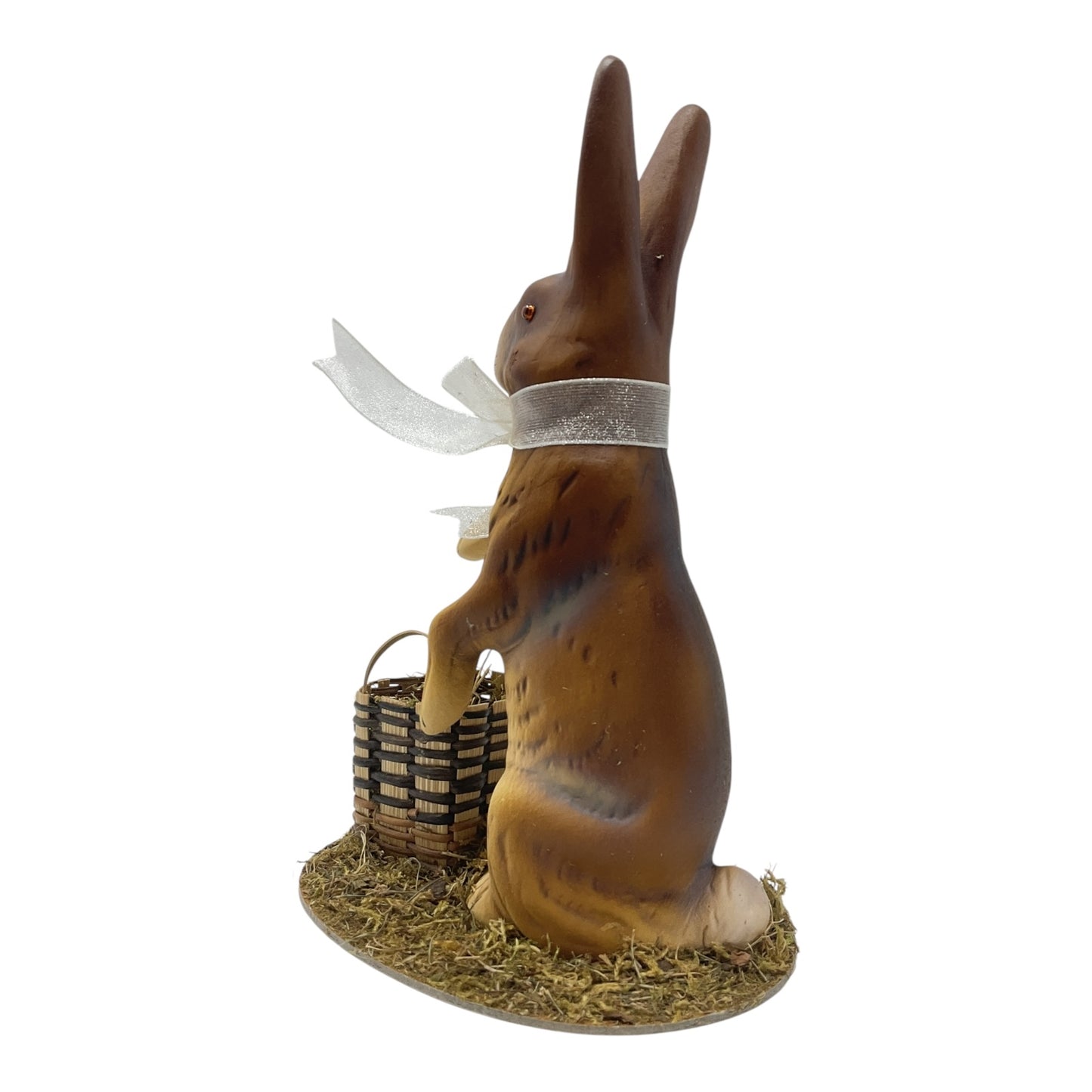 Pinnacle Peak Trading Ino Schaller Easter Bunny Rabbit with Basket and Bow German Paper Mache 8.75 in
