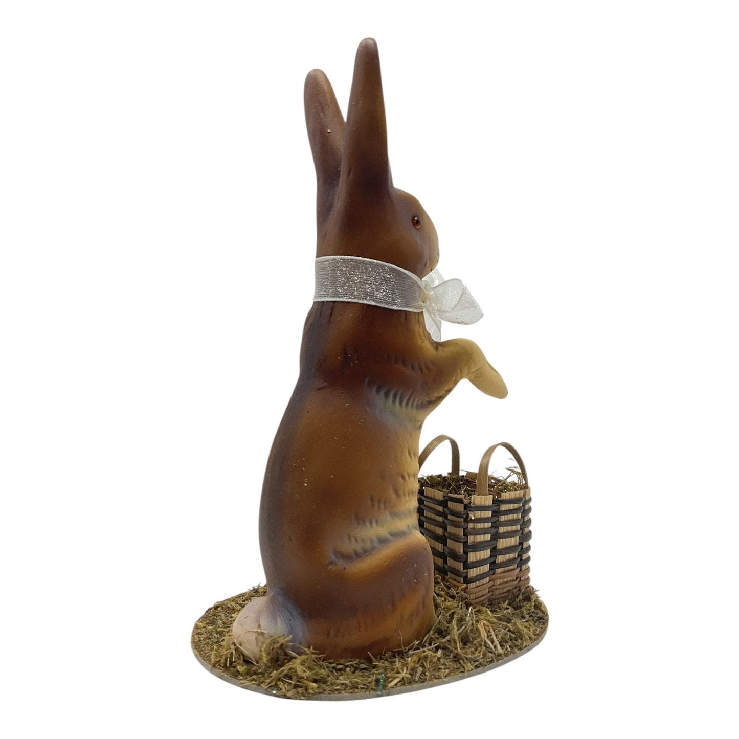 Pinnacle Peak Trading Ino Schaller Easter Bunny Rabbit with Basket and Bow German Paper Mache 8.75 in
