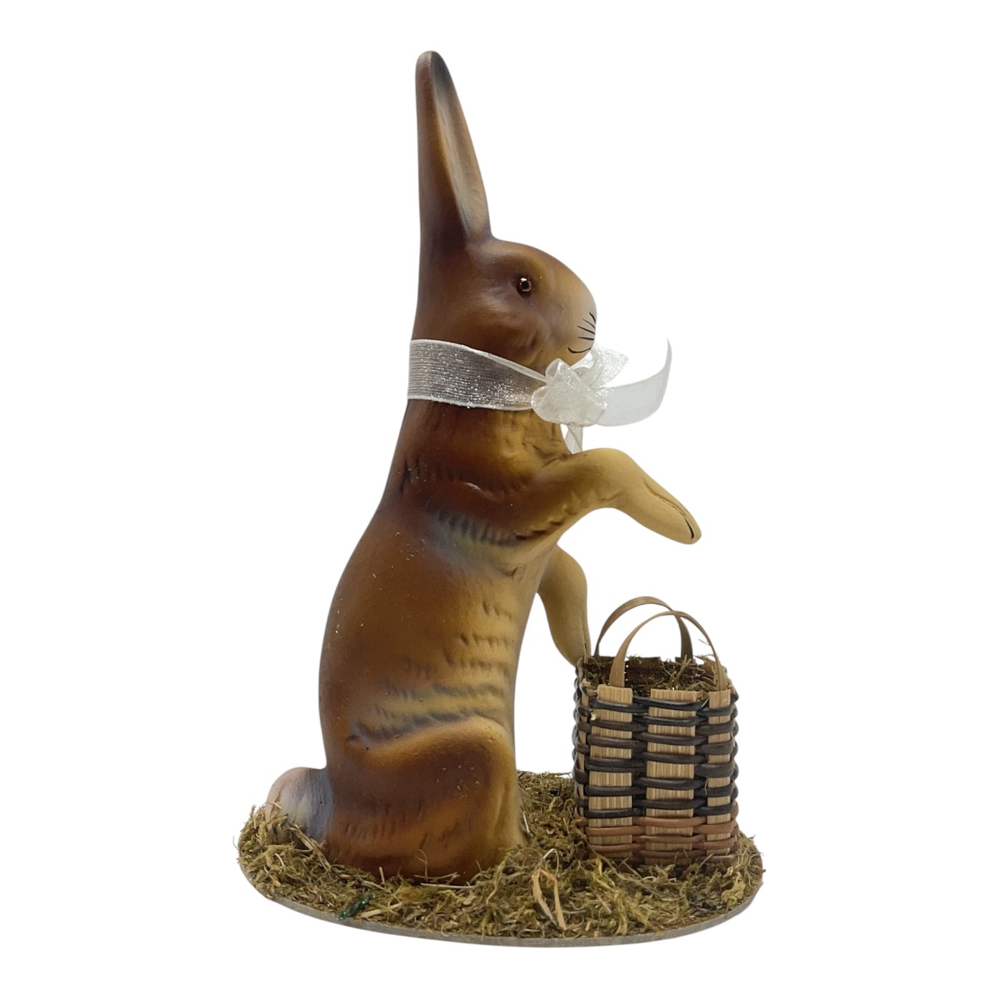 Pinnacle Peak Trading Ino Schaller Easter Bunny Rabbit with Basket and Bow German Paper Mache 8.75 in