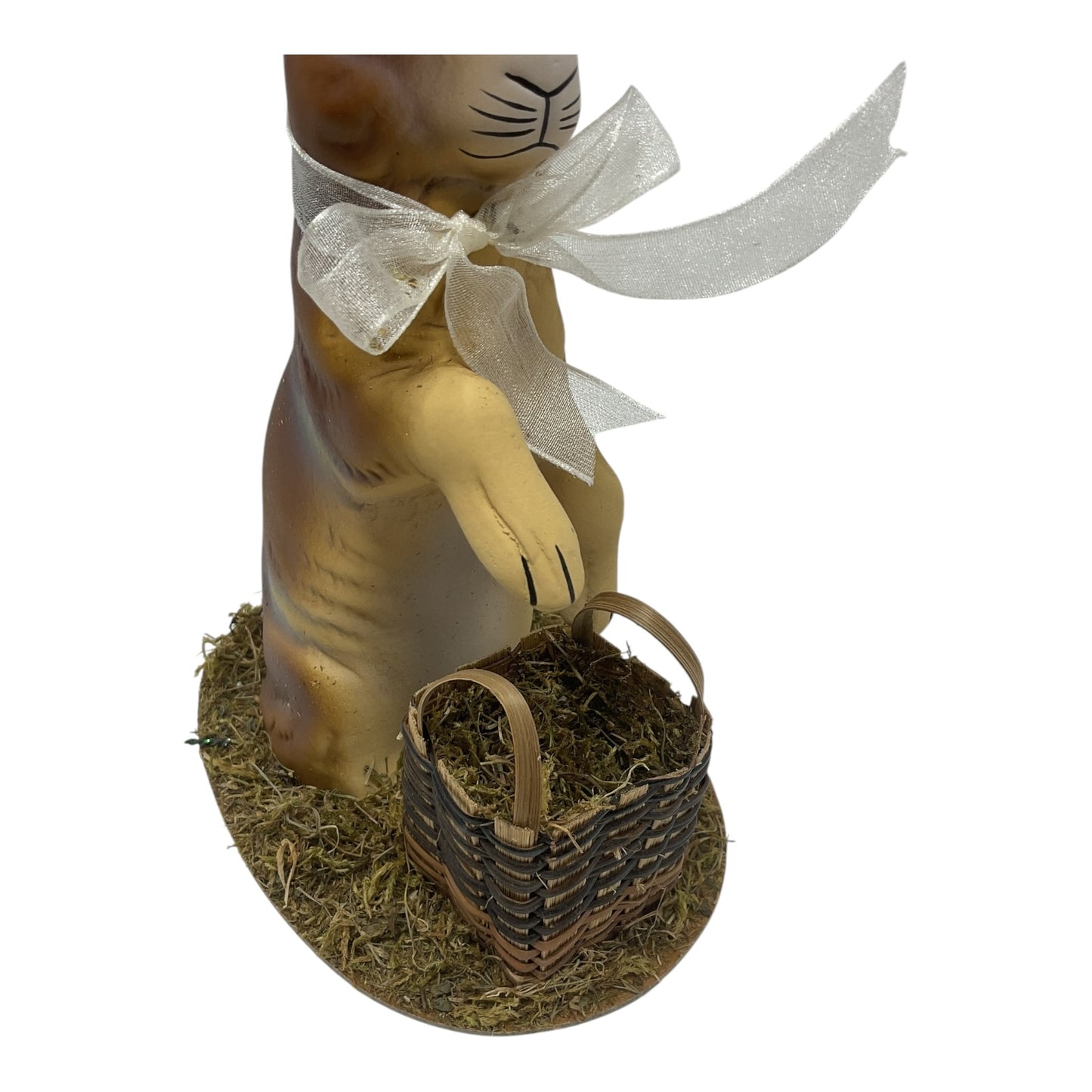 Pinnacle Peak Trading Ino Schaller Easter Bunny Rabbit with Basket and Bow German Paper Mache 8.75 in