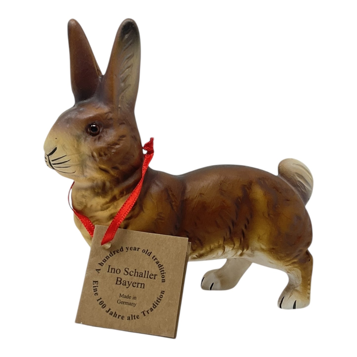 Pinnacle Peak Trading Ino Schaller Brown Walking Easter Bunny Rabbit German Paper Mache 5.25 inch