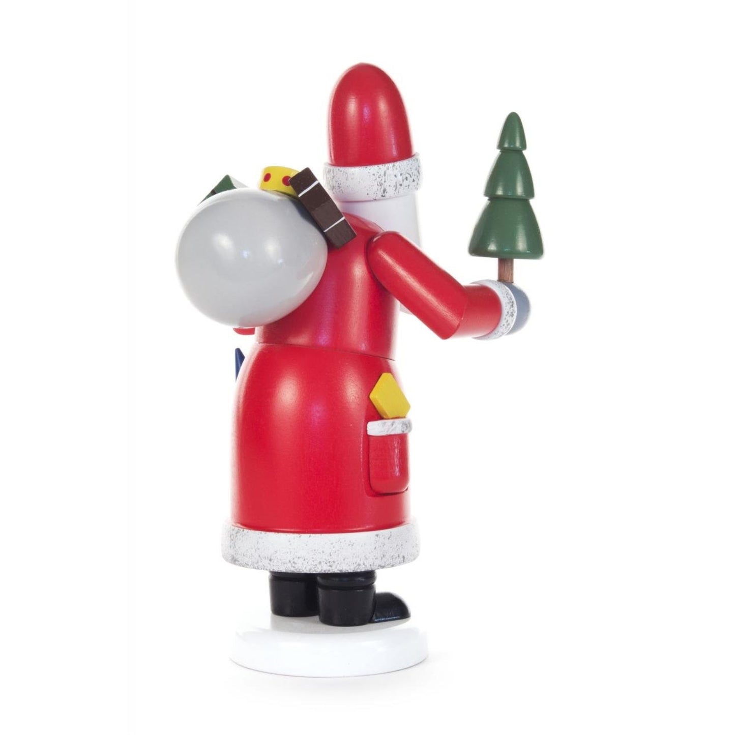 Santa Claus with Tree German Wood Christmas Incense Smoker Decoration 7 Inch