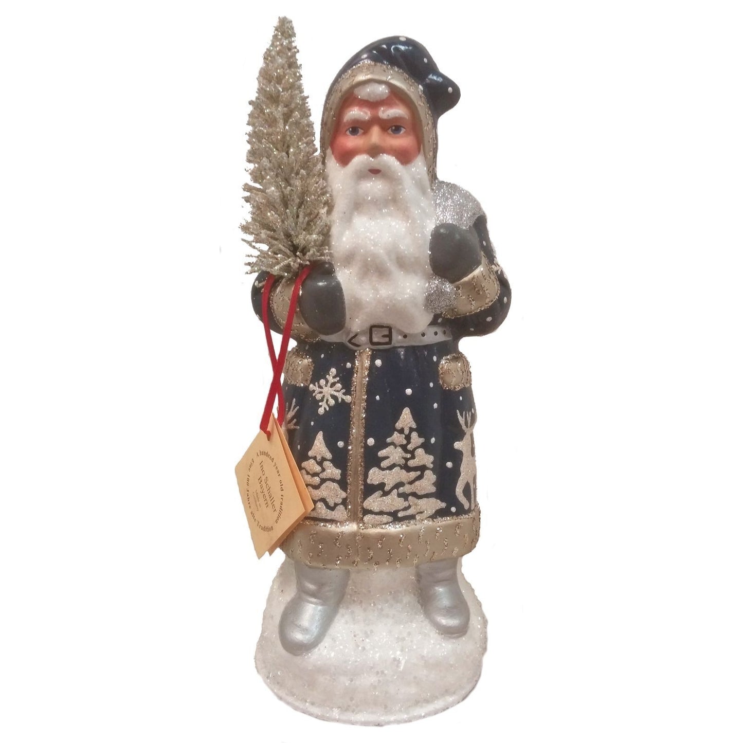 Pinnacle Peak Trading Co Electric Forest Scene Santa German Paper Mache Candy Container